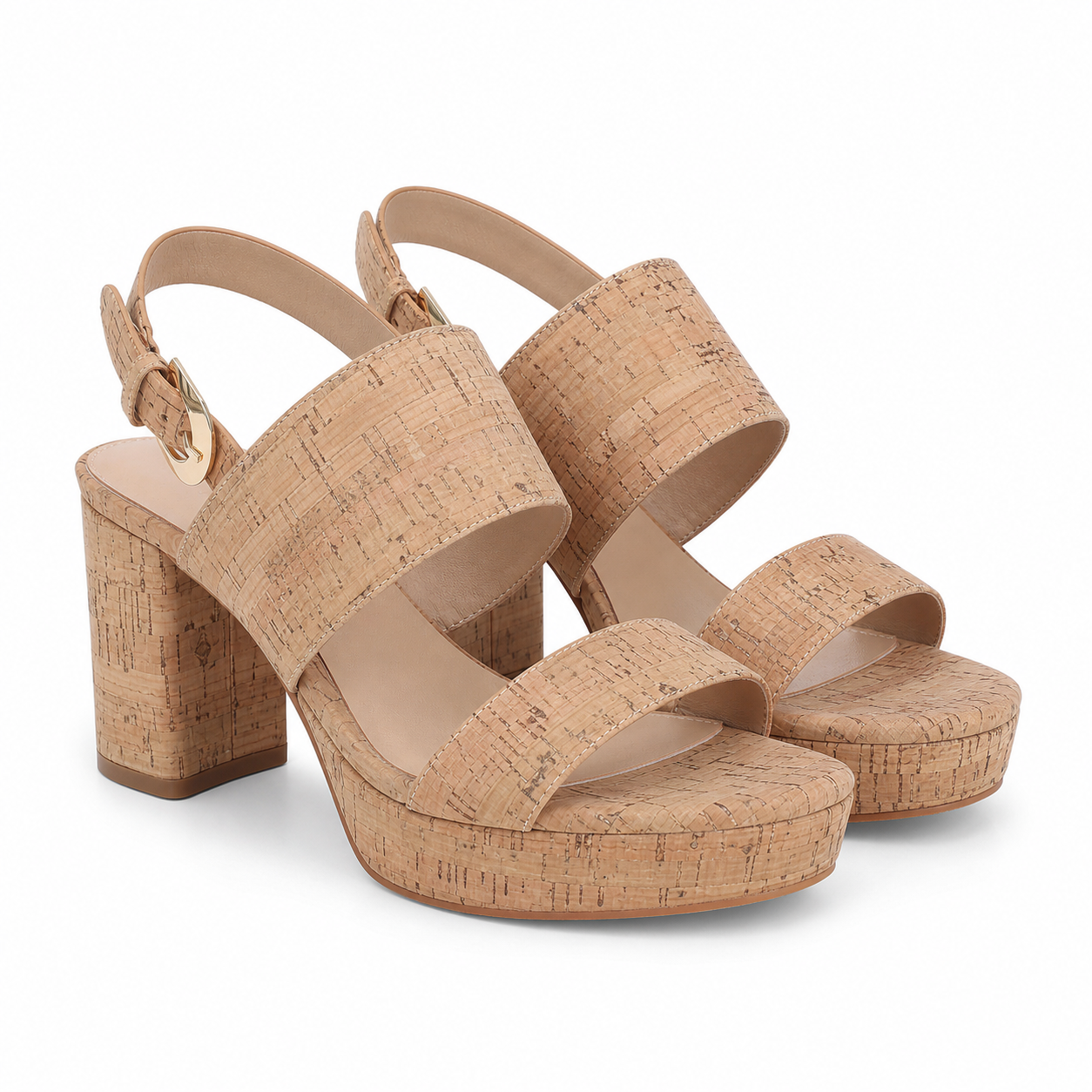 Cork Fabia Leather Wedge Sandals