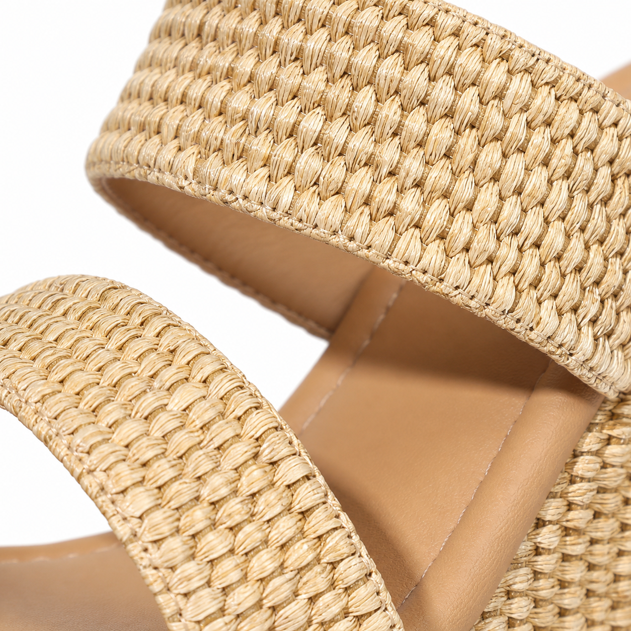 Brown Straw Gaeta Straw Platform-Wedge Sandals close-up detail