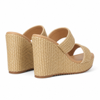 Brown Straw Gaeta Straw Platform-Wedge Sandals heel detail