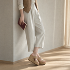 Brown Straw Gaeta Straw Platform-Wedge Sandals lifestyle scene