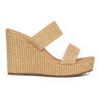 Brown Straw Gaeta Straw Platform-Wedge Sandals side view
