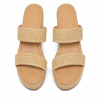 Brown Straw Gaeta Straw Platform-Wedge Sandals top view
