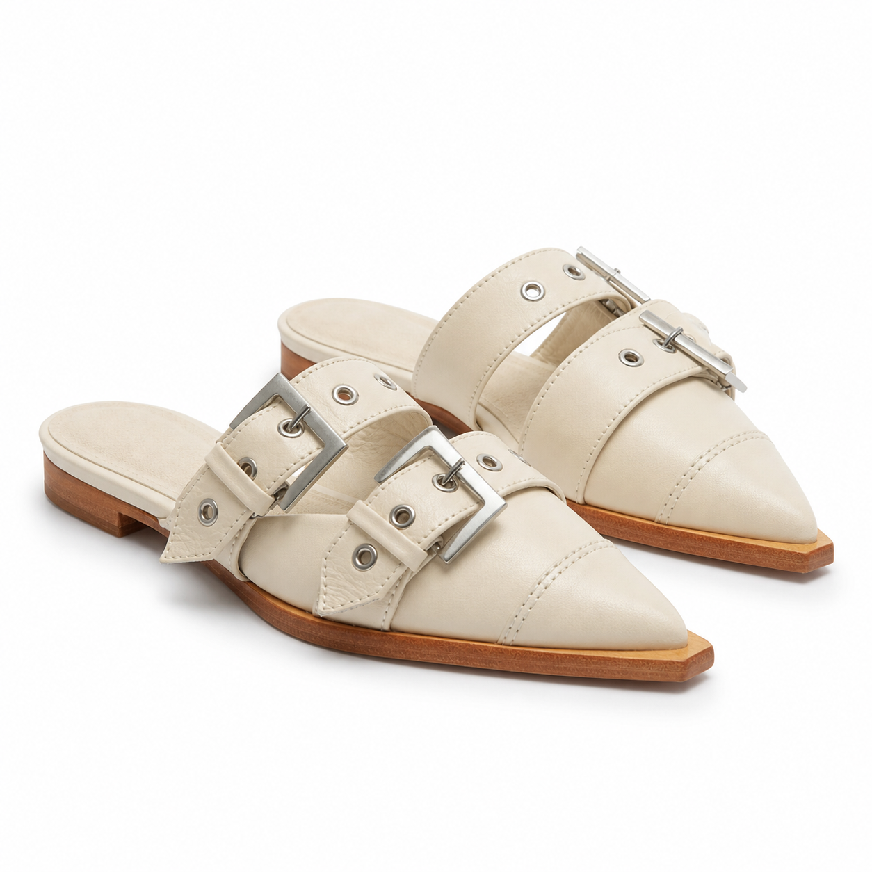 Cream Ivory Rufina Patent Leather Mules