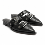 Deep Black Rufina Patent Leather Mules