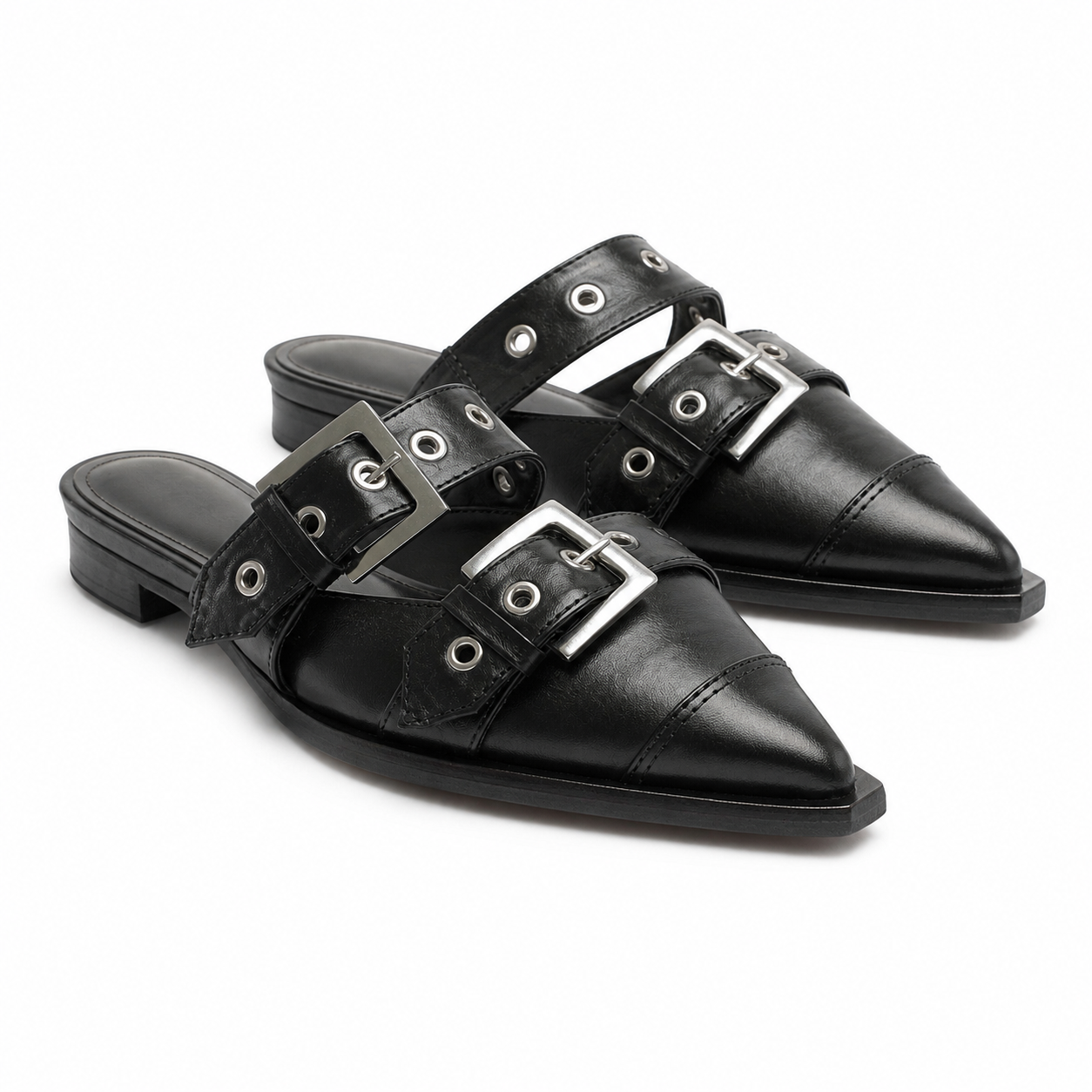 Deep Black Rufina Patent Leather Mules
