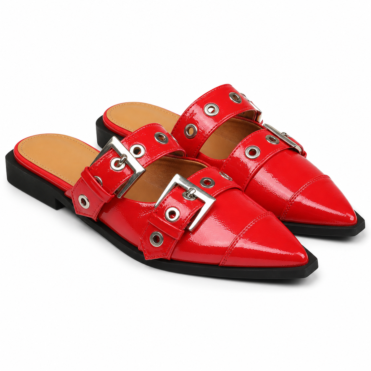 Deep Red Rufina Patent Leather Mules