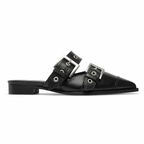 Deep Black Rufina Patent Leather Mules side view