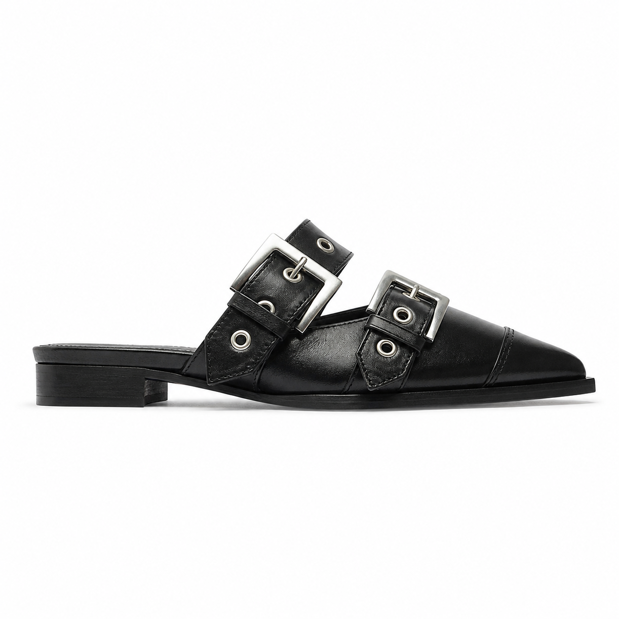 Deep Black Rufina Patent Leather Mules side view