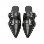 Deep Black Rufina Patent Leather Mules top view