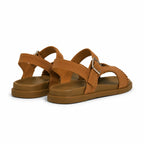 Rich Brown Rosanna Leather T-Strap Sandals heel detail