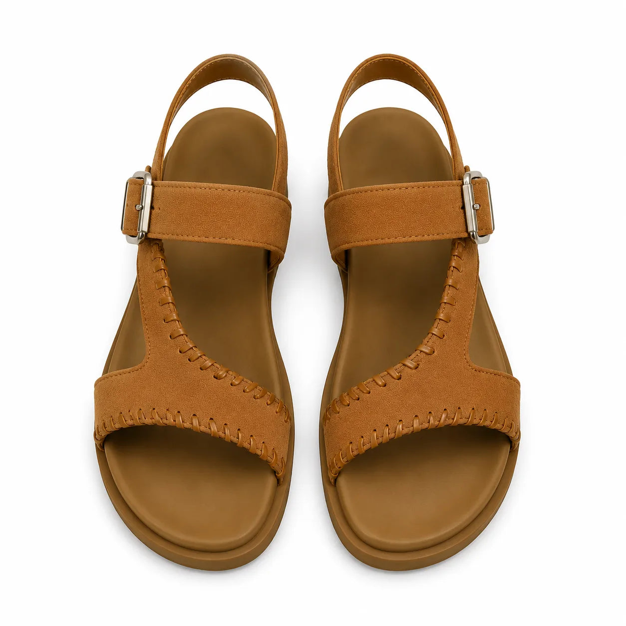 Rich Brown Rosanna Leather T-Strap Sandals top view