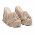 Soft Apricot Palestrina Microfiber Platform Mules