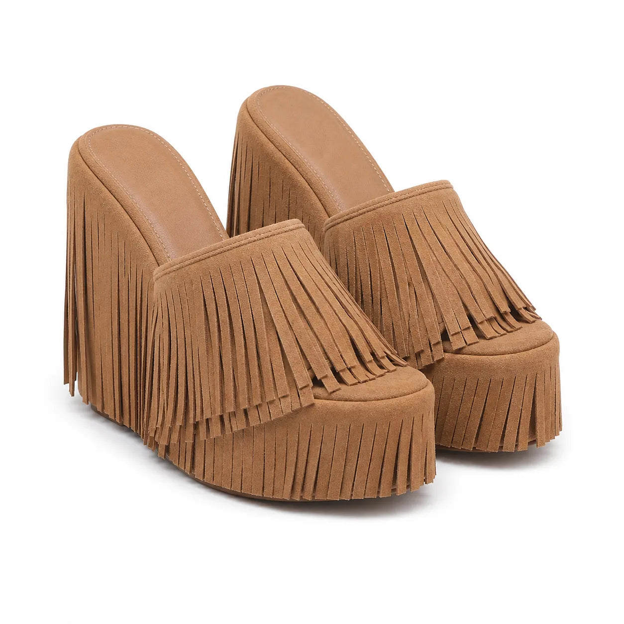 Rich Brown Palestrina Microfiber Platform Mules