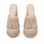 Soft Apricot Palestrina Microfiber Platform Mules top view