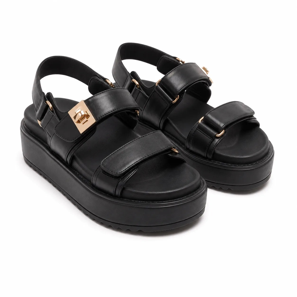 Black Faux Leather Nerina Raffia Gladiator Sandals