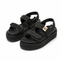 Deep Black Nerina Raffia Gladiator Sandals