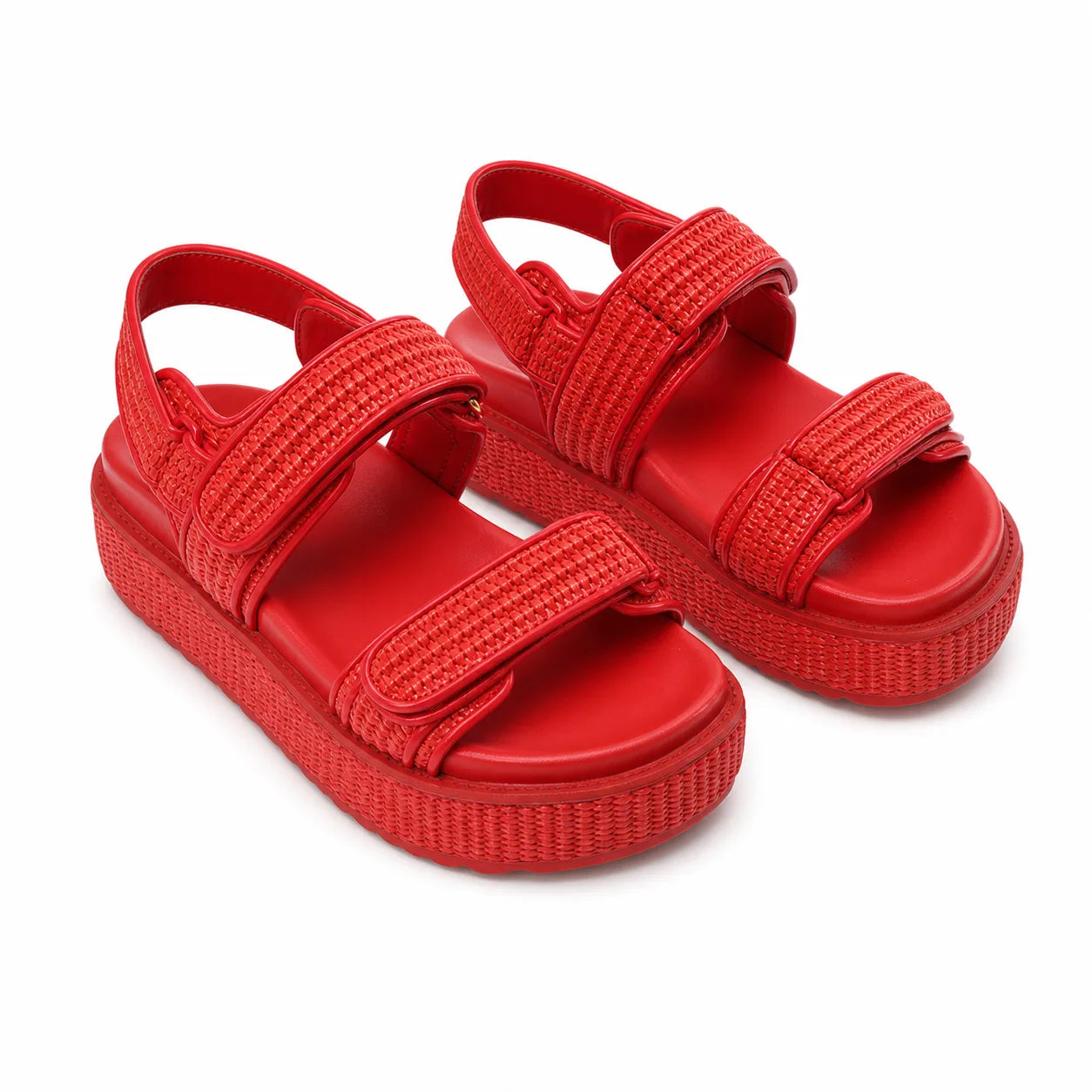 Deep Red Nerina Raffia Gladiator Sandals