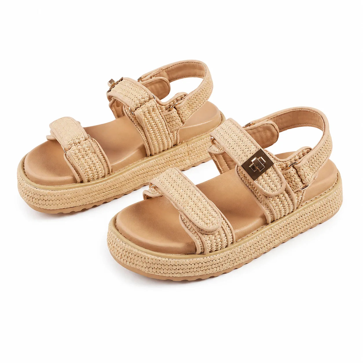 Soft Apricot Nerina Raffia Gladiator Sandals