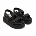 Deep Black Nerina Raffia Gladiator Sandals