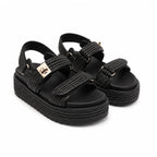Deep Black Nerina Raffia Gladiator Sandals
