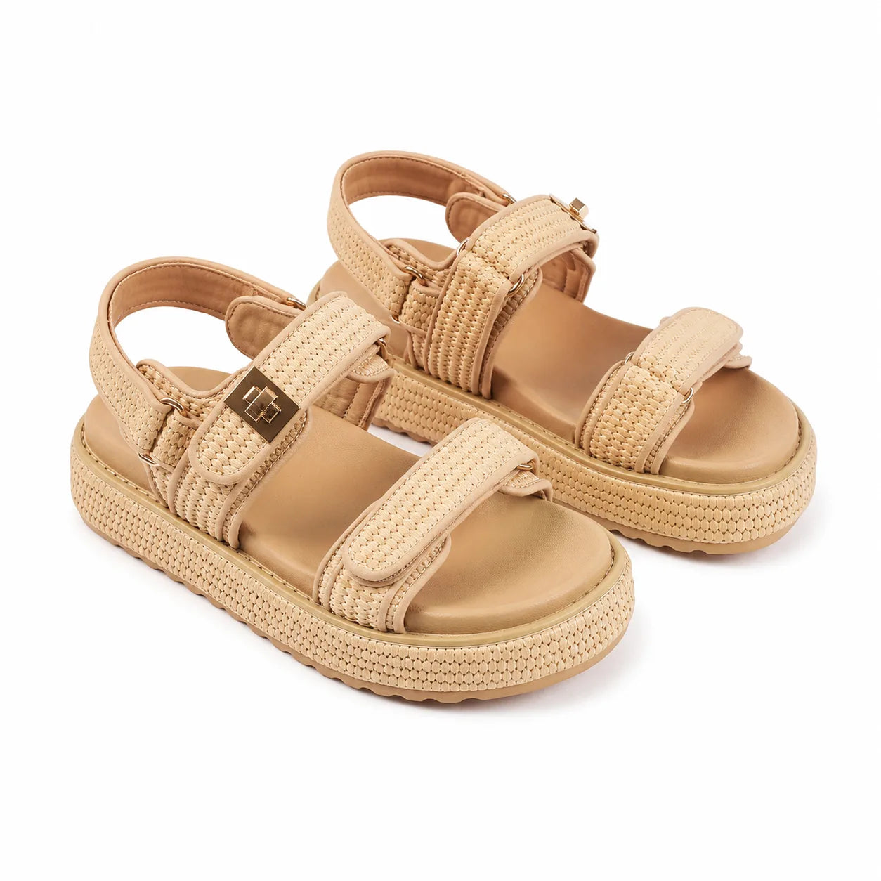 Soft Apricot Nerina Raffia Gladiator Sandals