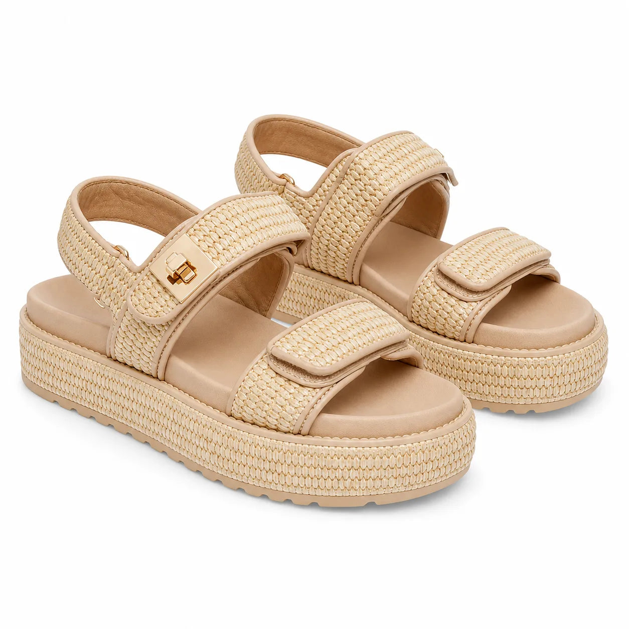 Warm Beige Nerina Raffia Gladiator Sandals