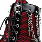 Deep Red Loretta Microfiber Platform Boots close-up detail