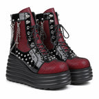 Deep Red Loretta Microfiber Platform Boots