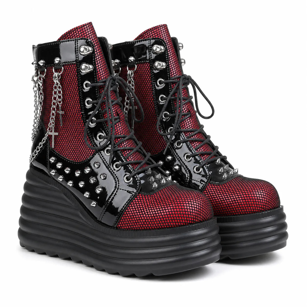Deep Red Loretta Microfiber Platform Boots