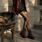 Deep Red Loretta Microfiber Platform Boots lifestyle scene
