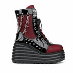Deep Red Loretta Microfiber Platform Boots side view