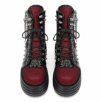 Deep Red Loretta Microfiber Platform Boots top view