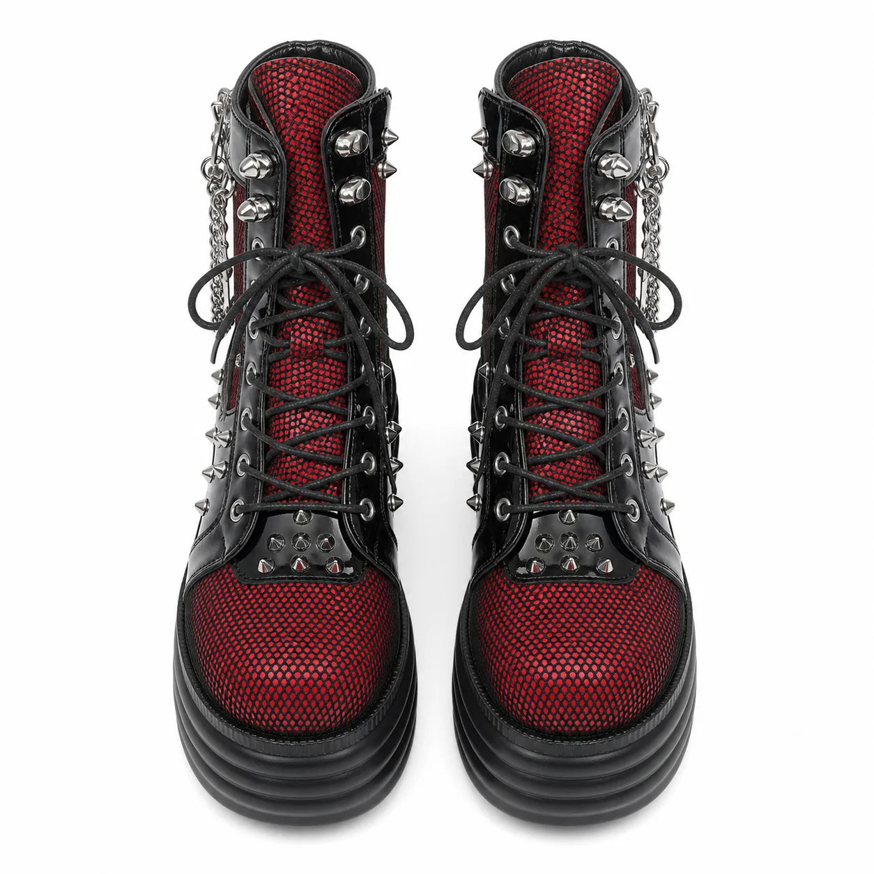 Deep Red Loretta Microfiber Platform Boots top view