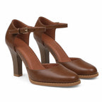 Rich Brown Lidia Leather Square-Heel Pumps