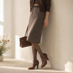 Rich Brown Lidia Leather Square-Heel Pumps lifestyle scene