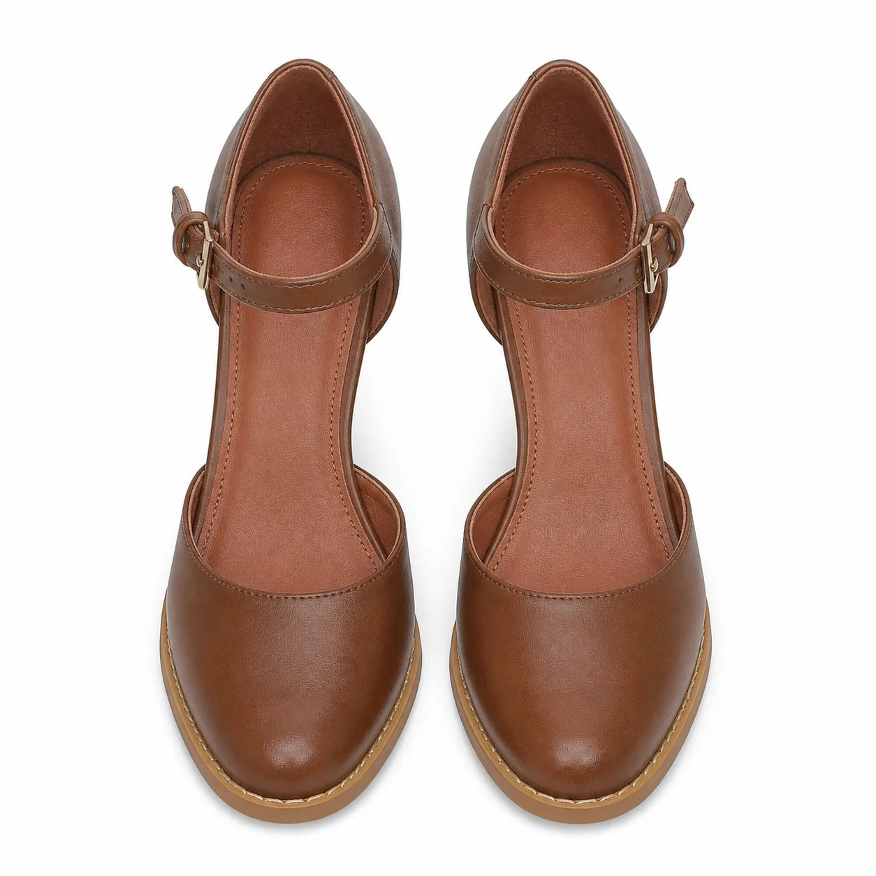 Rich Brown Lidia Leather Square-Heel Pumps top view