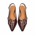 Deep Red Neva Buckle Microfiber Flats top view