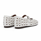 Cream Ivory Pia Buckle Microfiber Flats heel detail