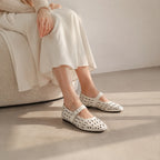 Cream Ivory Pia Buckle Microfiber Flats lifestyle scene