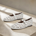 Cream Ivory Pia Buckle Microfiber Flats styled scene