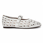 Cream Ivory Pia Buckle Microfiber Flats side view