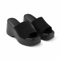 Deep Black Rina Microfiber Slip-On Sandals