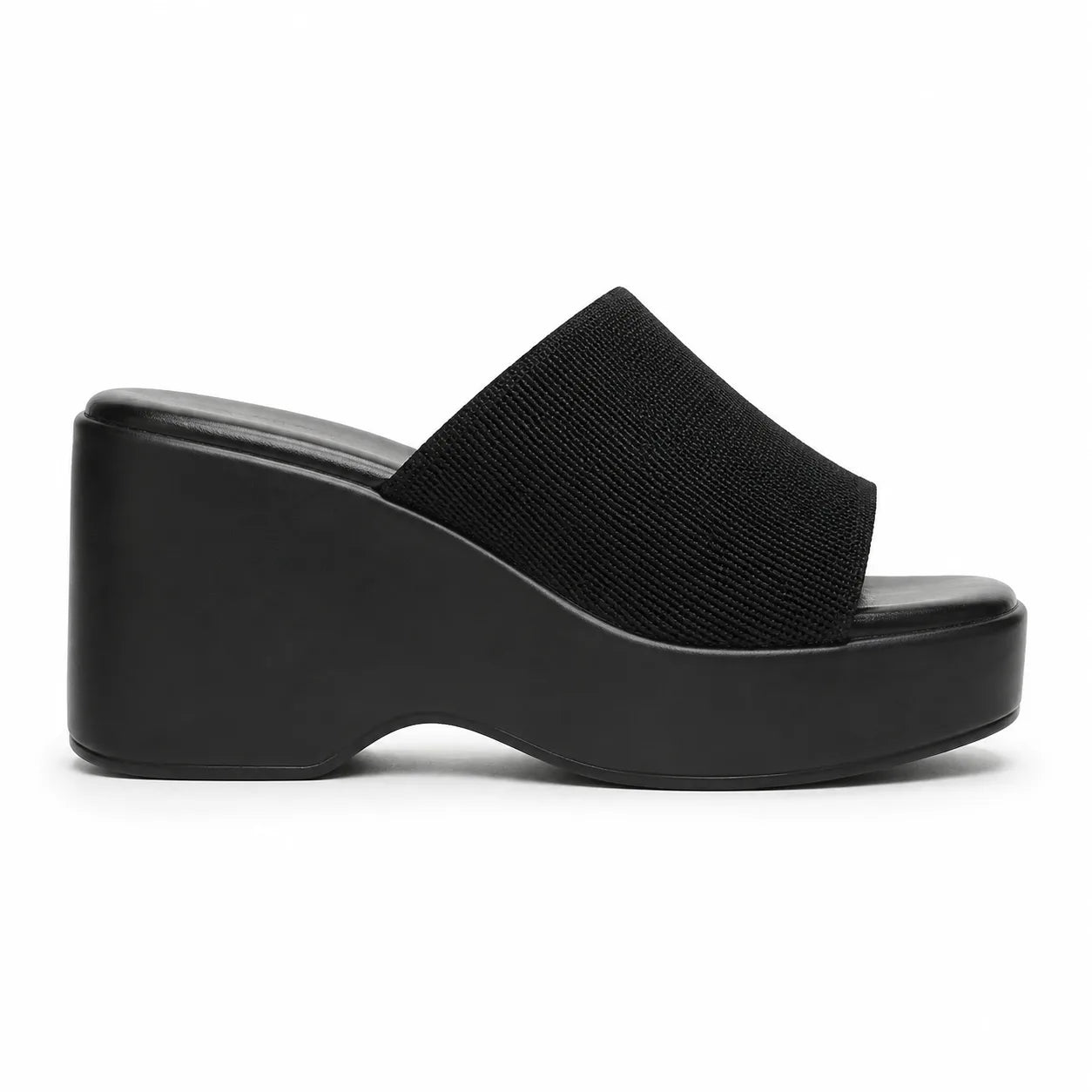 Deep Black Rina Microfiber Slip-On Sandals side view