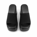 Deep Black Rina Microfiber Slip-On Sandals top view