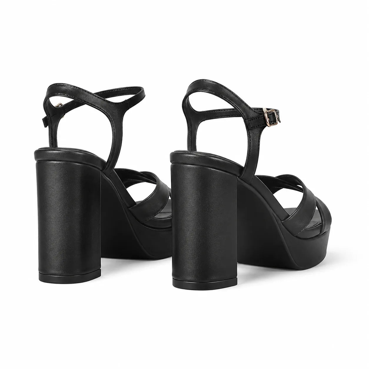 Deep Black Zora Wedge Sandals heel detail