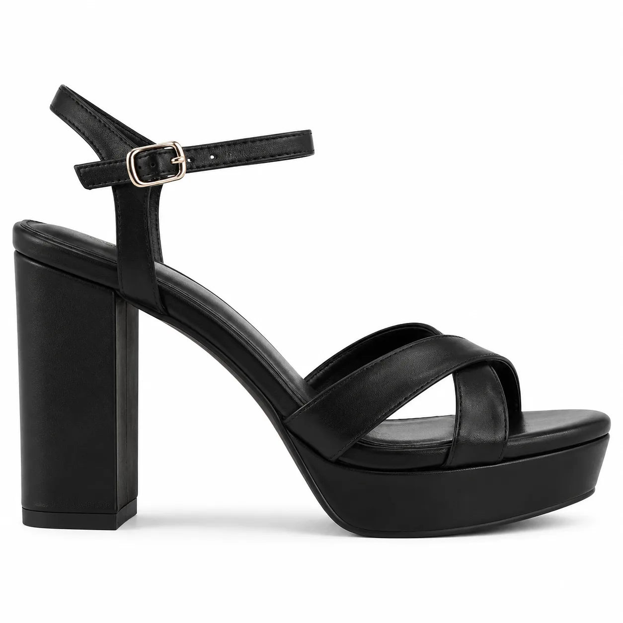 Deep Black Zora Wedge Sandals side view