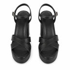 Deep Black Zora Wedge Sandals top view