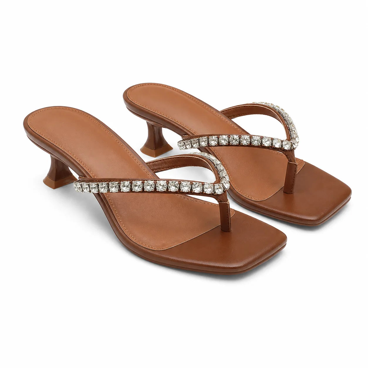 Rich Brown Luz Leather Slip-On Thong Sandals