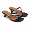 Deep Black Luz Leather Slip-On Thong Sandals