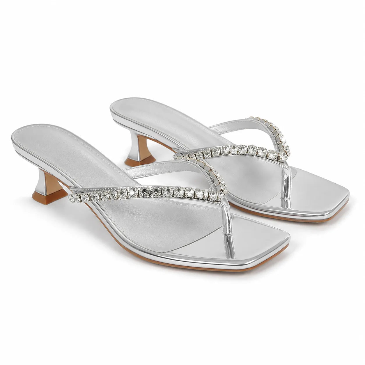 Soft Silver Luz Leather Slip-On Thong Sandals